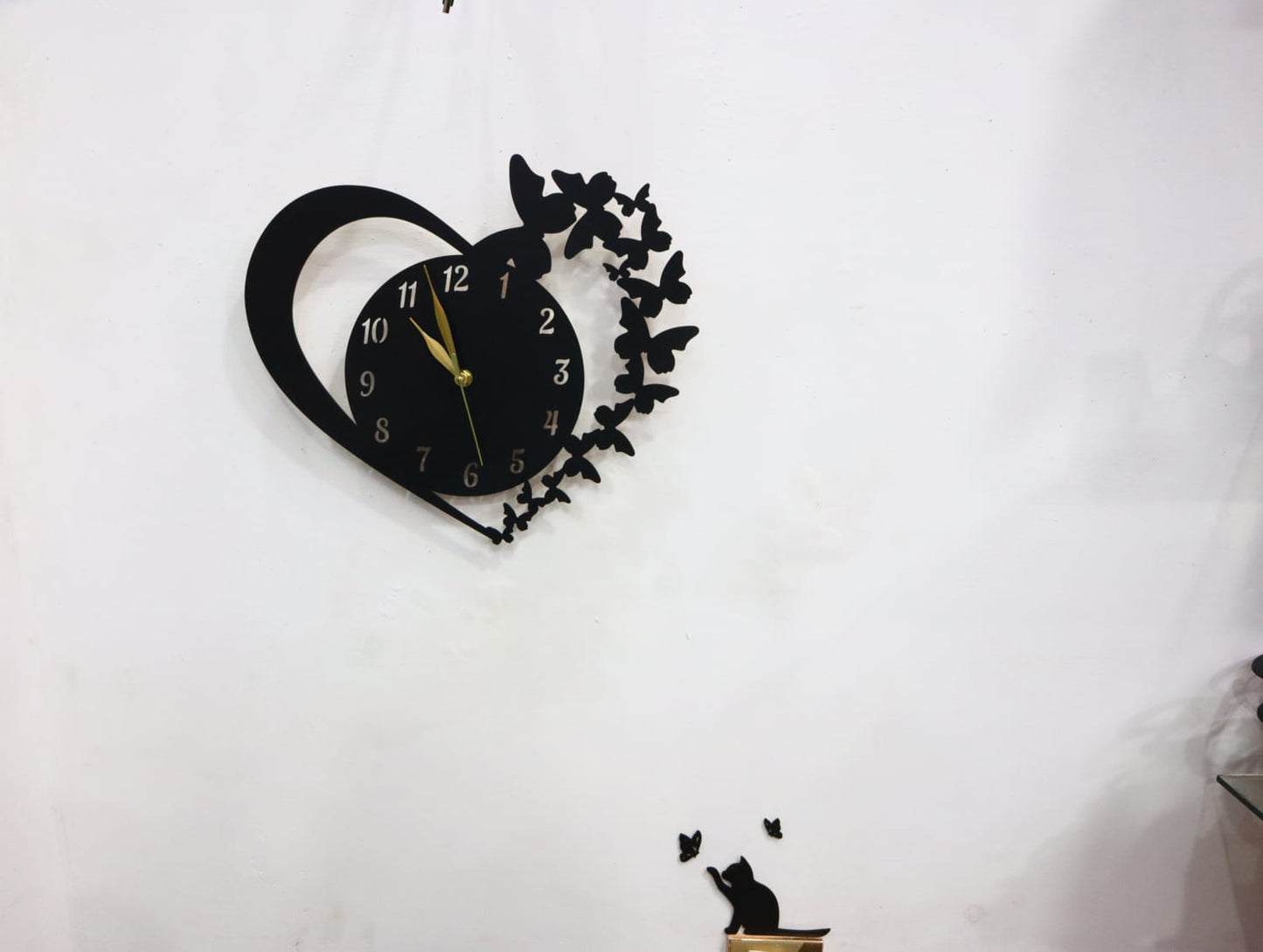Laser Cut Heart & Butterfly Wall Clock Vector