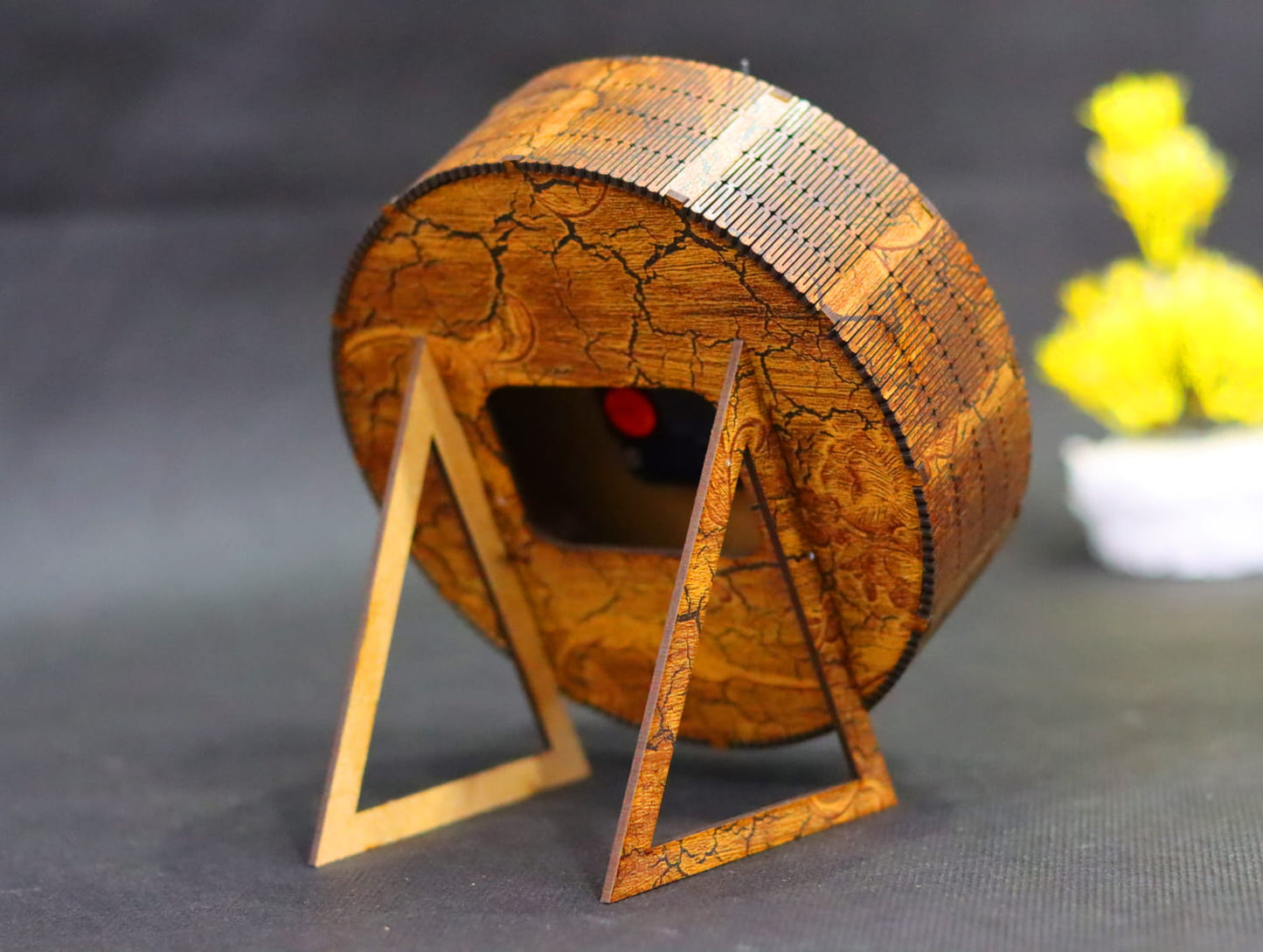 Laser Cut Wooden Desk Clock Minimalist Design Vector