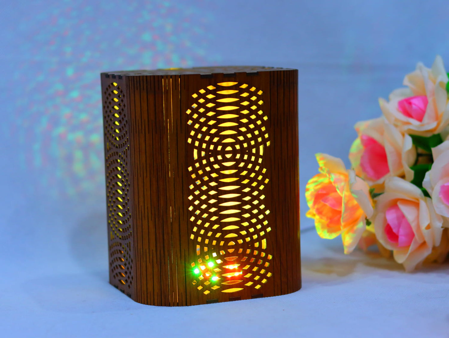 Laser Cut Wooden Decorative Light Box Lamp Vector