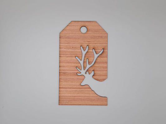 Laser Cut Reindeer Holiday Gift Tag Christmas Decor Vector