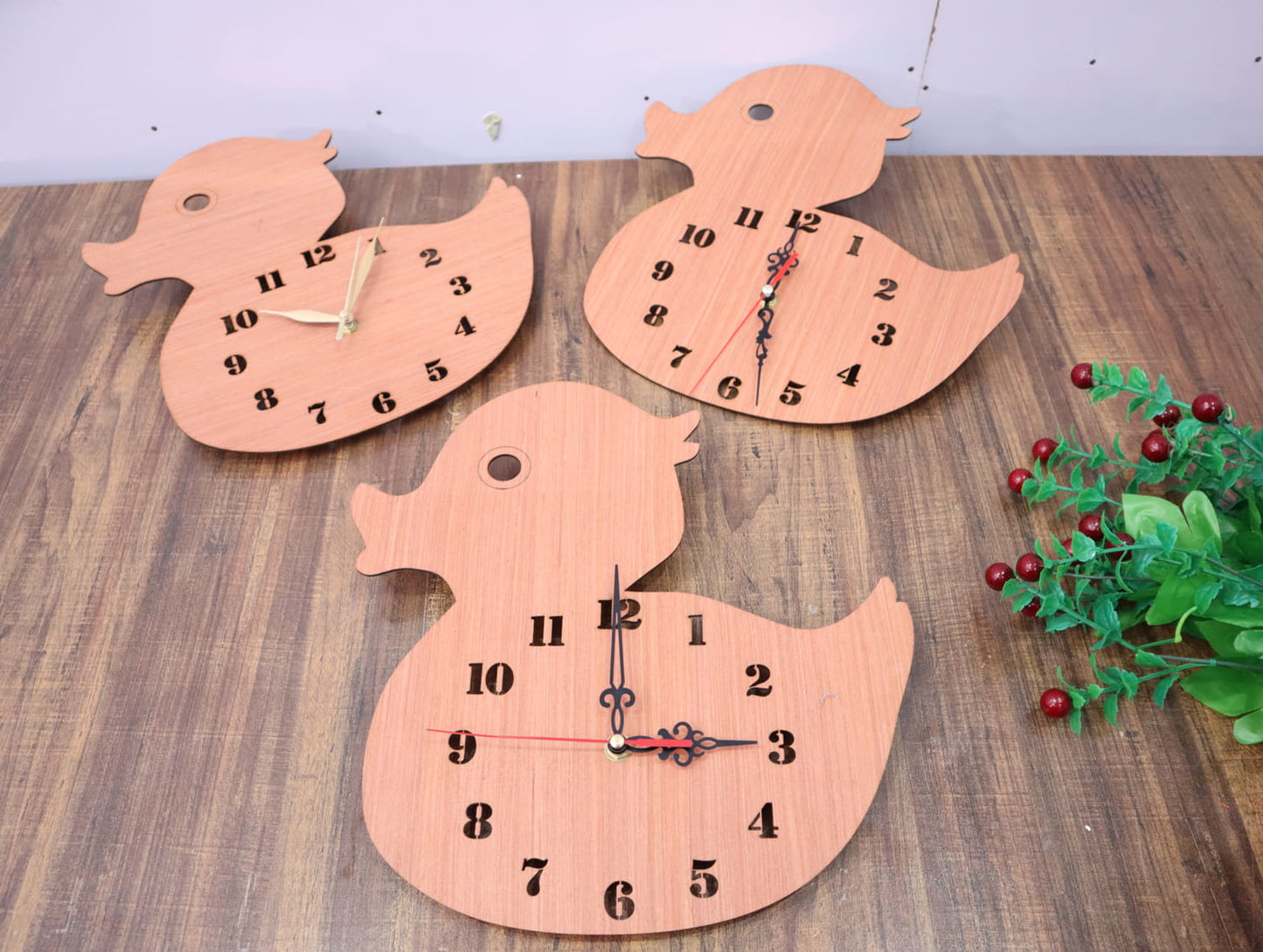 Laser Cut Wooden Duck Wall Clock Vector