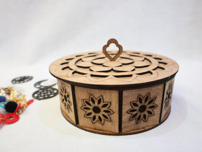 Laser Cut Round Basket With Lid Storage Box 3mm Vector