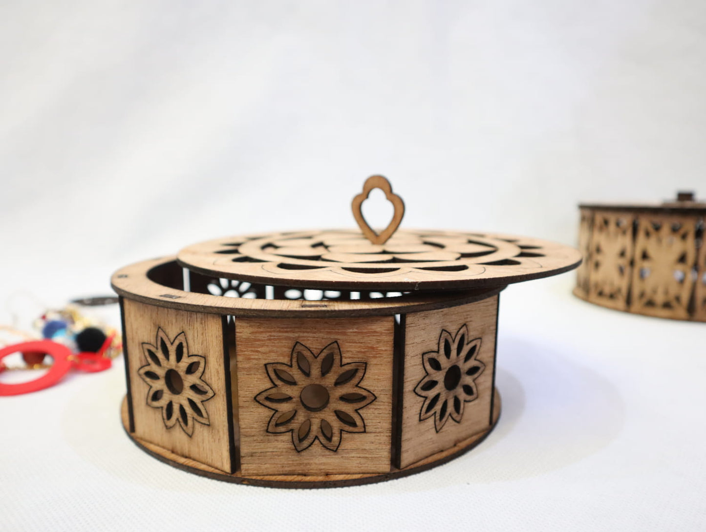 Laser Cut Round Basket With Lid Storage Box 3mm Vector