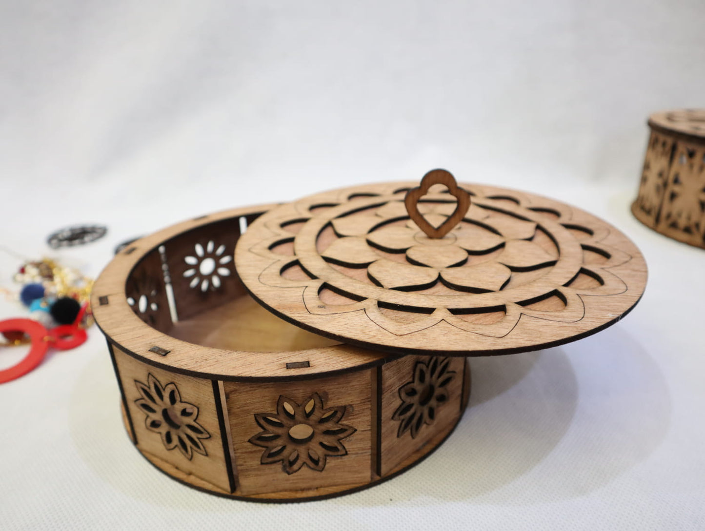 Laser Cut Round Basket With Lid Storage Box 3mm Vector