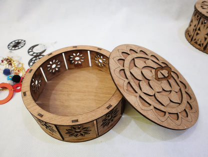 Laser Cut Round Basket With Lid Storage Box 3mm Vector