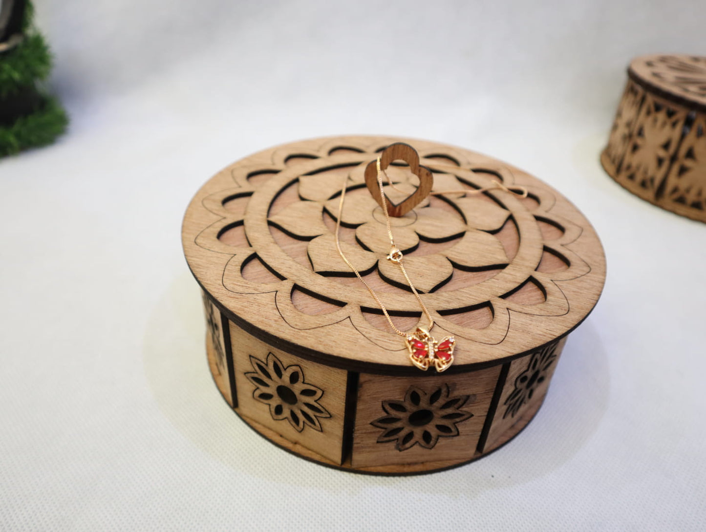 Laser Cut Round Basket With Lid Storage Box 3mm Vector