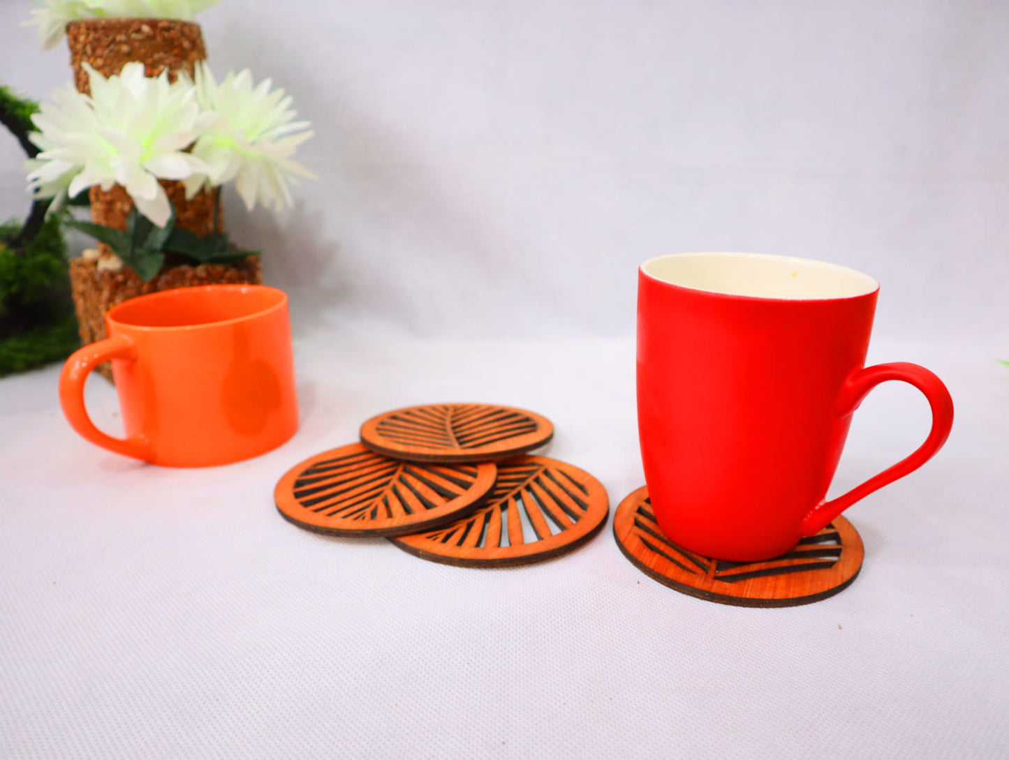 Laser Cut Decorative Design Wooden Coasters Vector