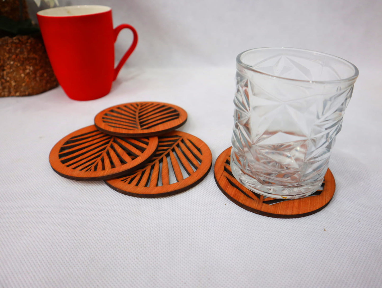 Laser Cut Decorative Design Wooden Coasters Vector