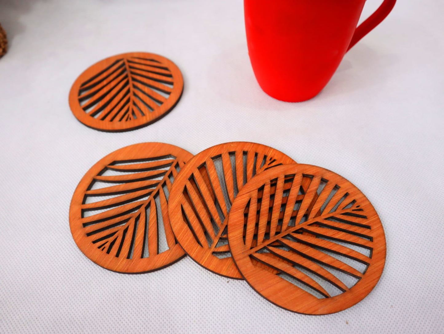 Laser Cut Decorative Design Wooden Coasters Vector