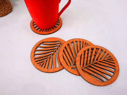 Laser Cut Decorative Design Wooden Coasters Vector