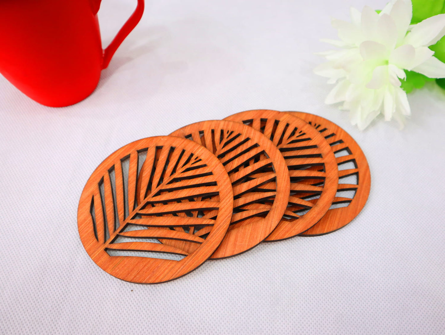 Laser Cut Decorative Design Wooden Coasters Vector