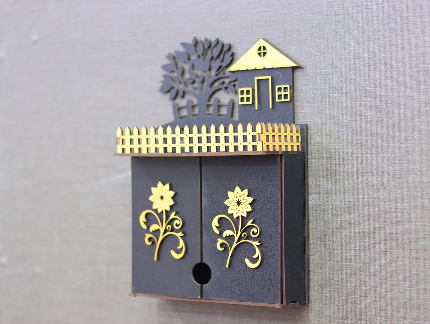 Laser Cut Key Cabinet With Shelf Vector