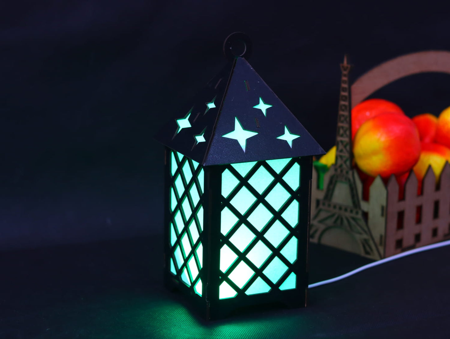 Laser Cut Wooden Lantern Lamp 3mm Vector