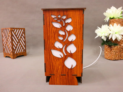 Laser Cut Floral Wood Lamp Light Box Vector