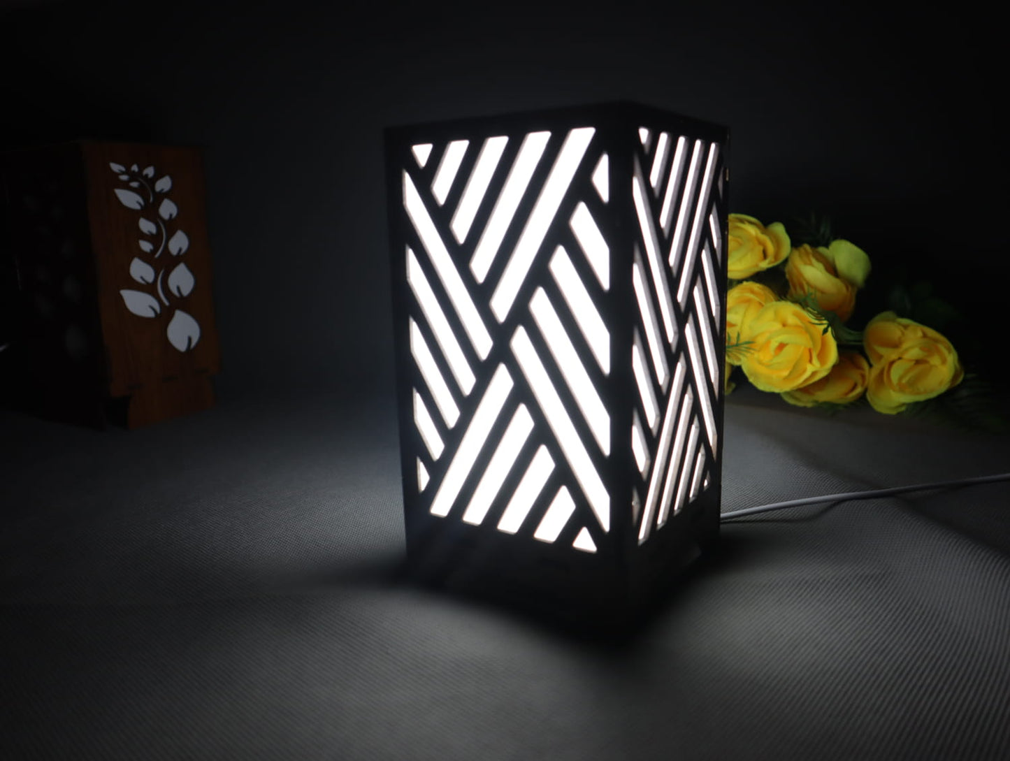 Laser Cut Modern Light Box Minimalist Lamp Vector