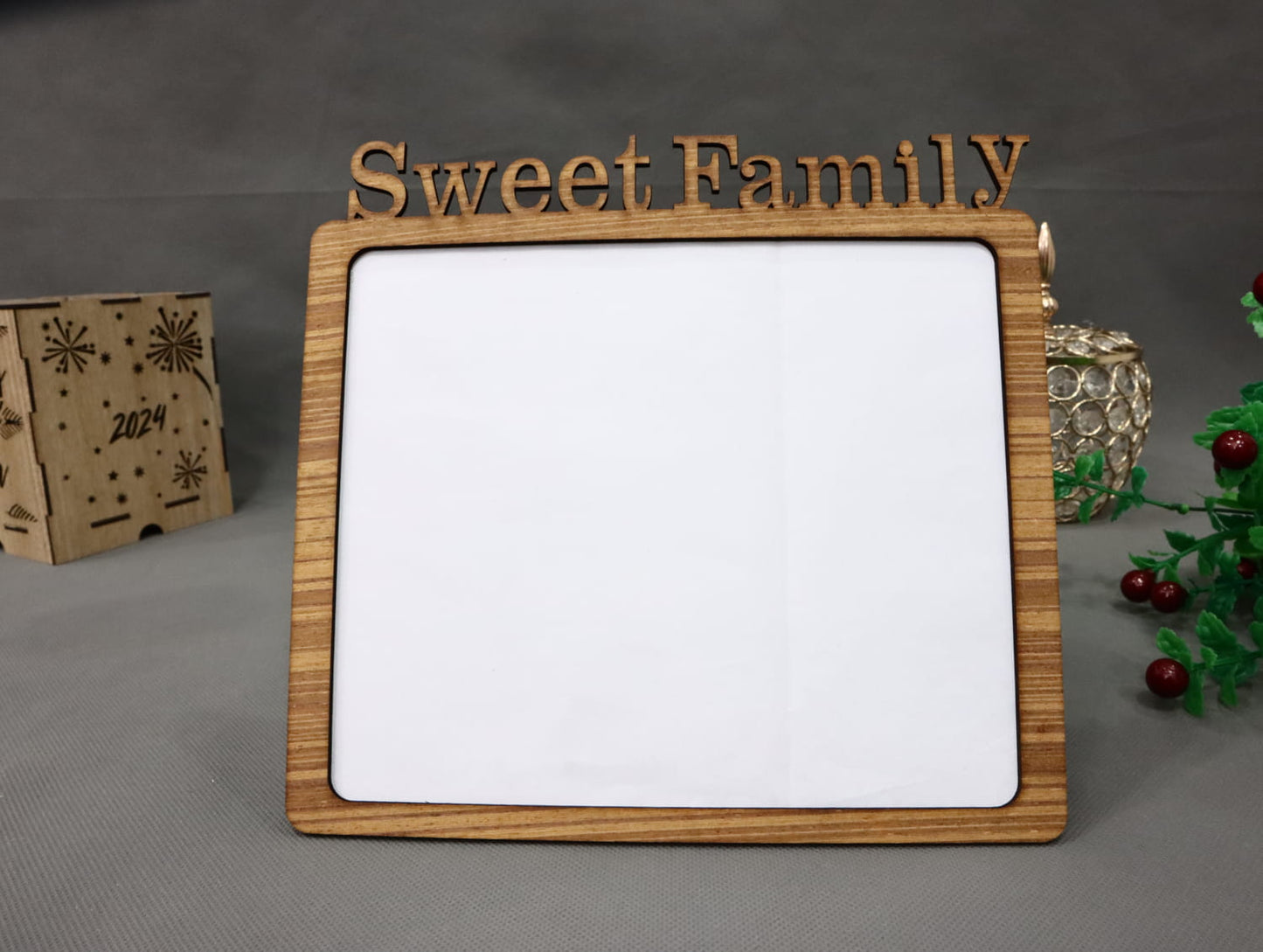 Laser Cut Wooden Family Photo Frame Vector