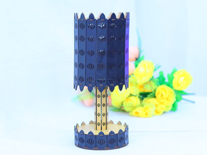 Laser Cut Wooden Table Lamp Home Decor Vector
