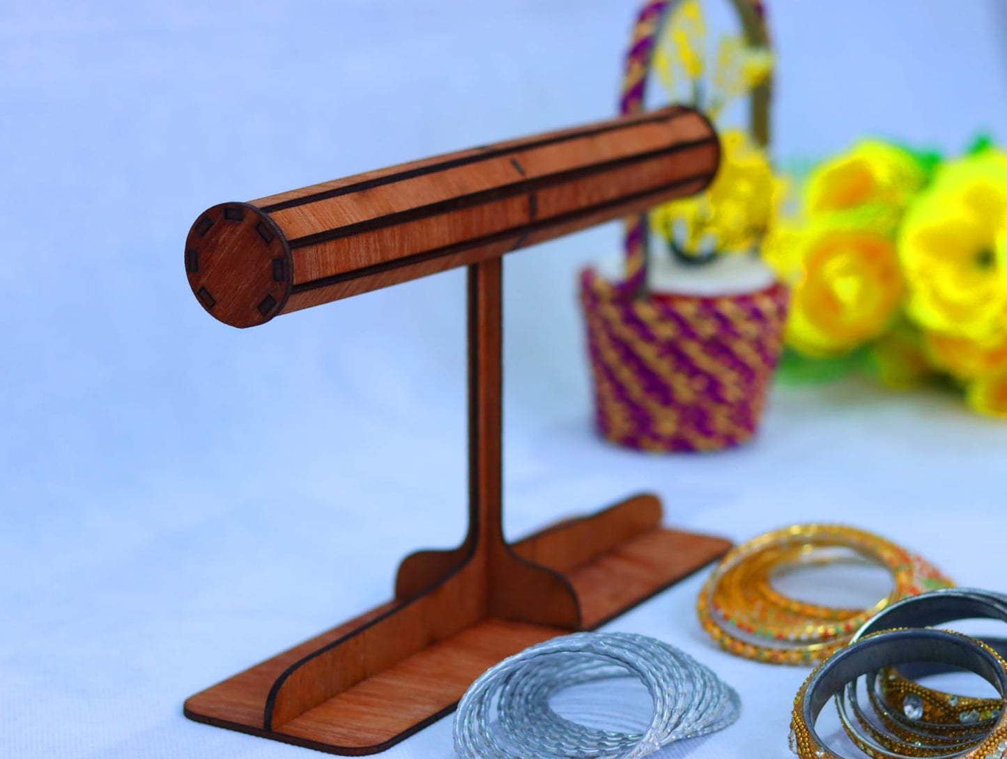 Laser Cut Wooden Bangle Holder Bangle Display Stand Vector