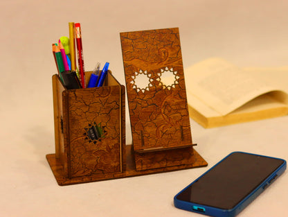 Laser Cut Pen Pencil Holder and Phone Stand Vector