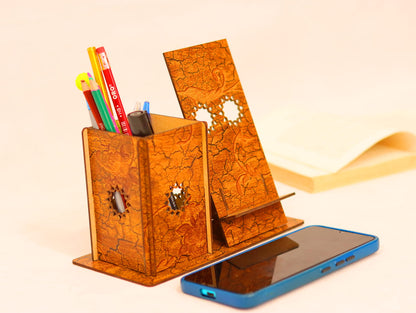 Laser Cut Pen Pencil Holder and Phone Stand Vector