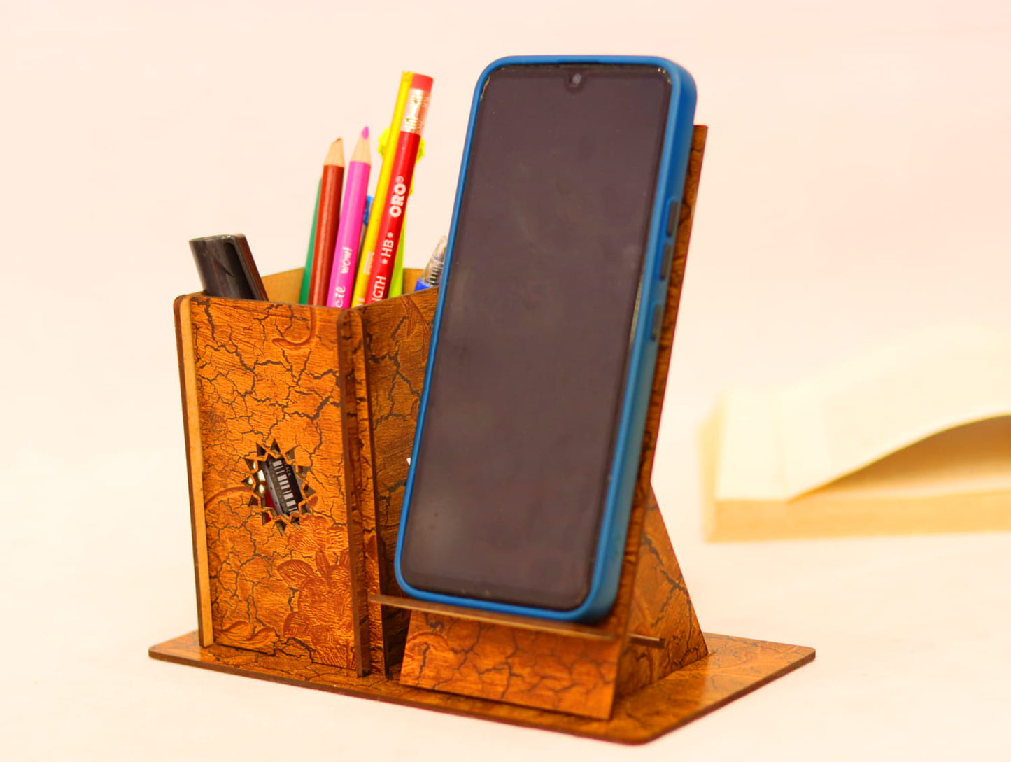 Laser Cut Pen Pencil Holder and Phone Stand Vector