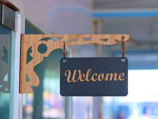 Laser Cut Hanging Welcome Sign Vector