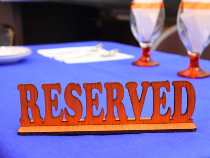 Laser Cut Restaurant Table Reserved Sign Vector