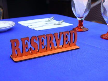 Laser Cut Restaurant Table Reserved Sign Vector