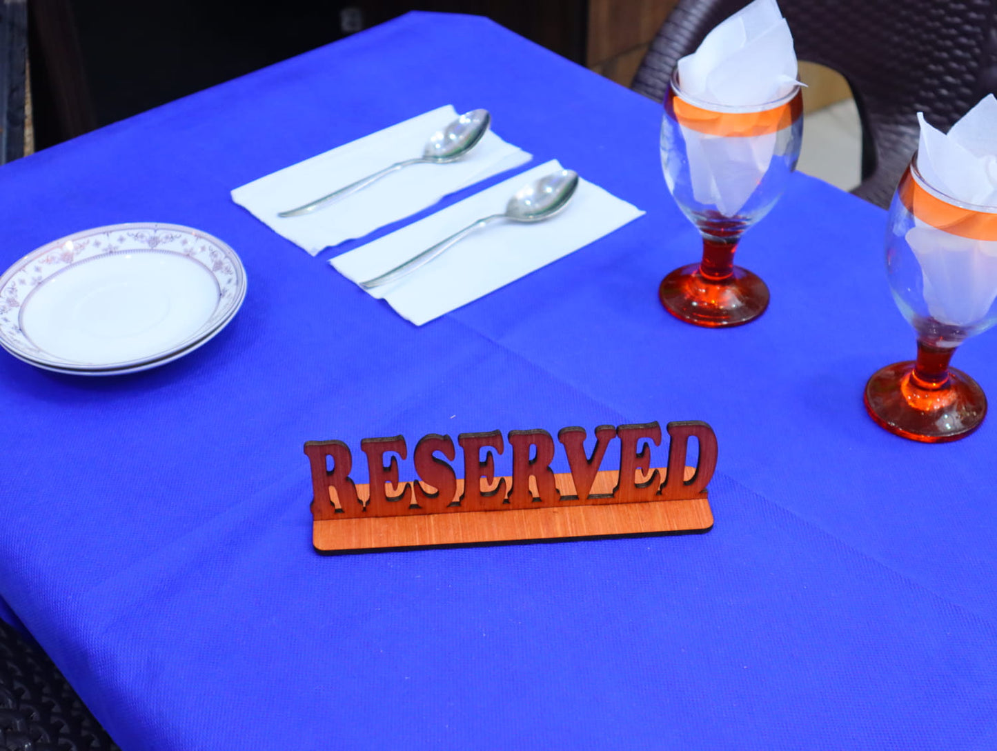 Laser Cut Restaurant Table Reserved Sign Vector