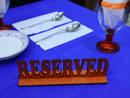 Laser Cut Restaurant Table Reserved Sign Vector