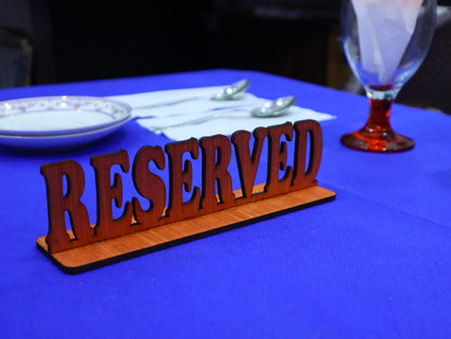 Laser Cut Restaurant Table Reserved Sign Vector