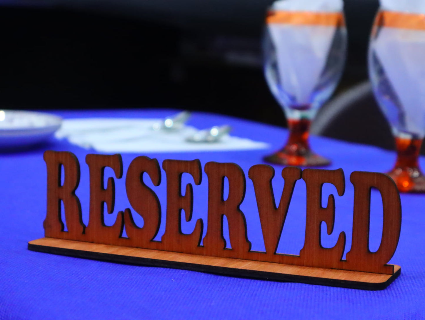 Laser Cut Restaurant Table Reserved Sign Vector