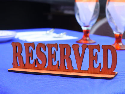 Laser Cut Restaurant Table Reserved Sign Vector