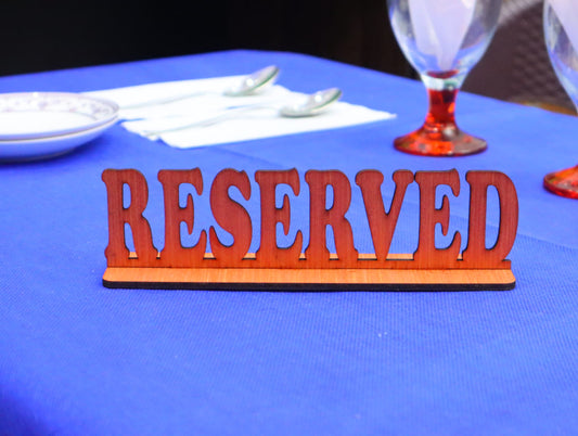 Laser Cut Restaurant Table Reserved Sign Vector