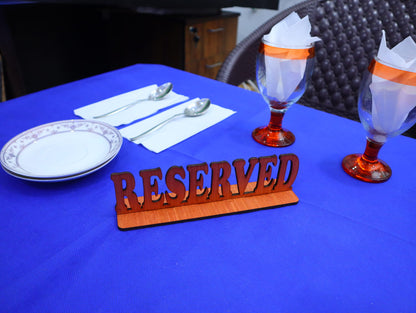 Laser Cut Restaurant Table Reserved Sign Vector