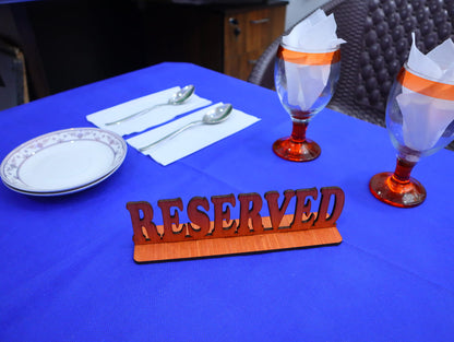 Laser Cut Restaurant Table Reserved Sign Vector