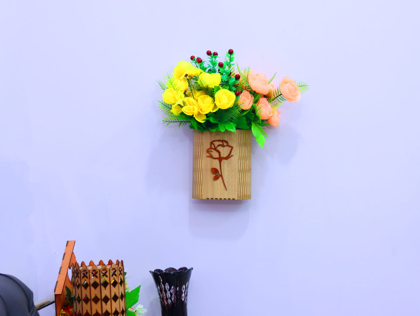 Laser Cut Wall Mount Vase Vector