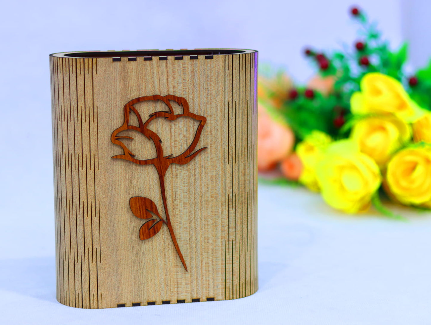 Laser Cut Wall Mount Vase Vector