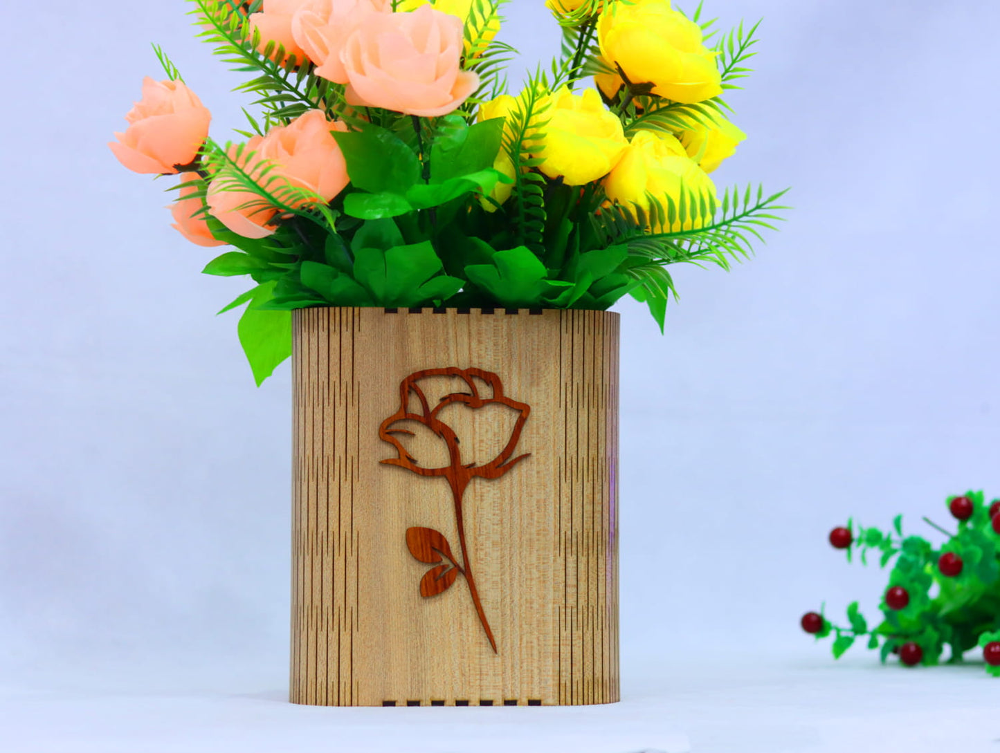 Laser Cut Wall Mount Vase Vector