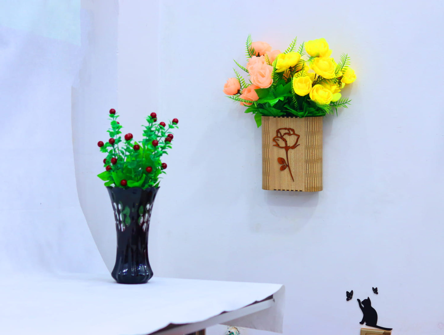 Laser Cut Wall Mount Vase Vector