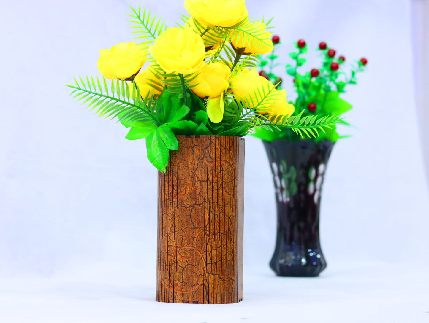 Laser Cut Wooden Flower Vase Vector