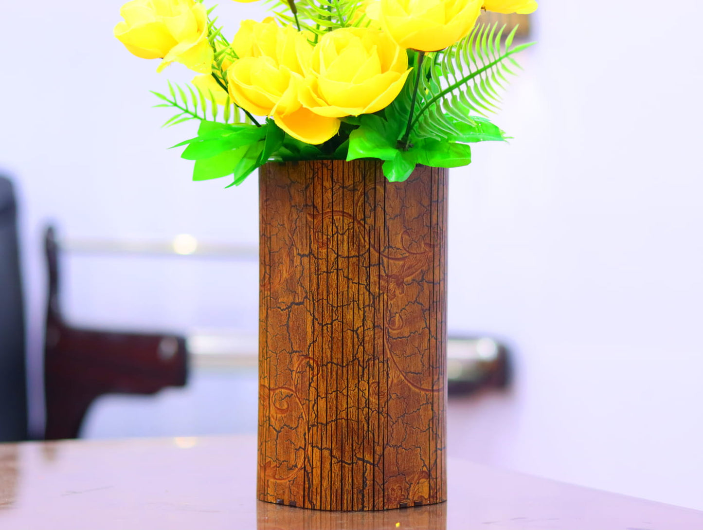 Laser Cut Wooden Flower Vase Vector