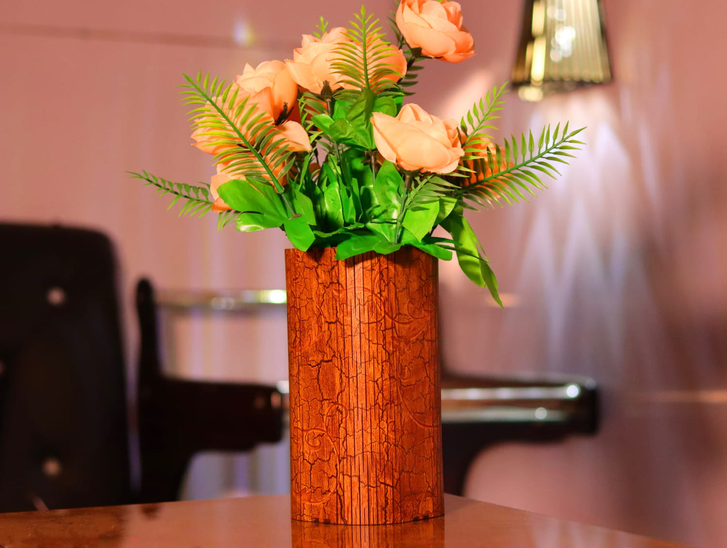 Laser Cut Wooden Flower Vase Vector