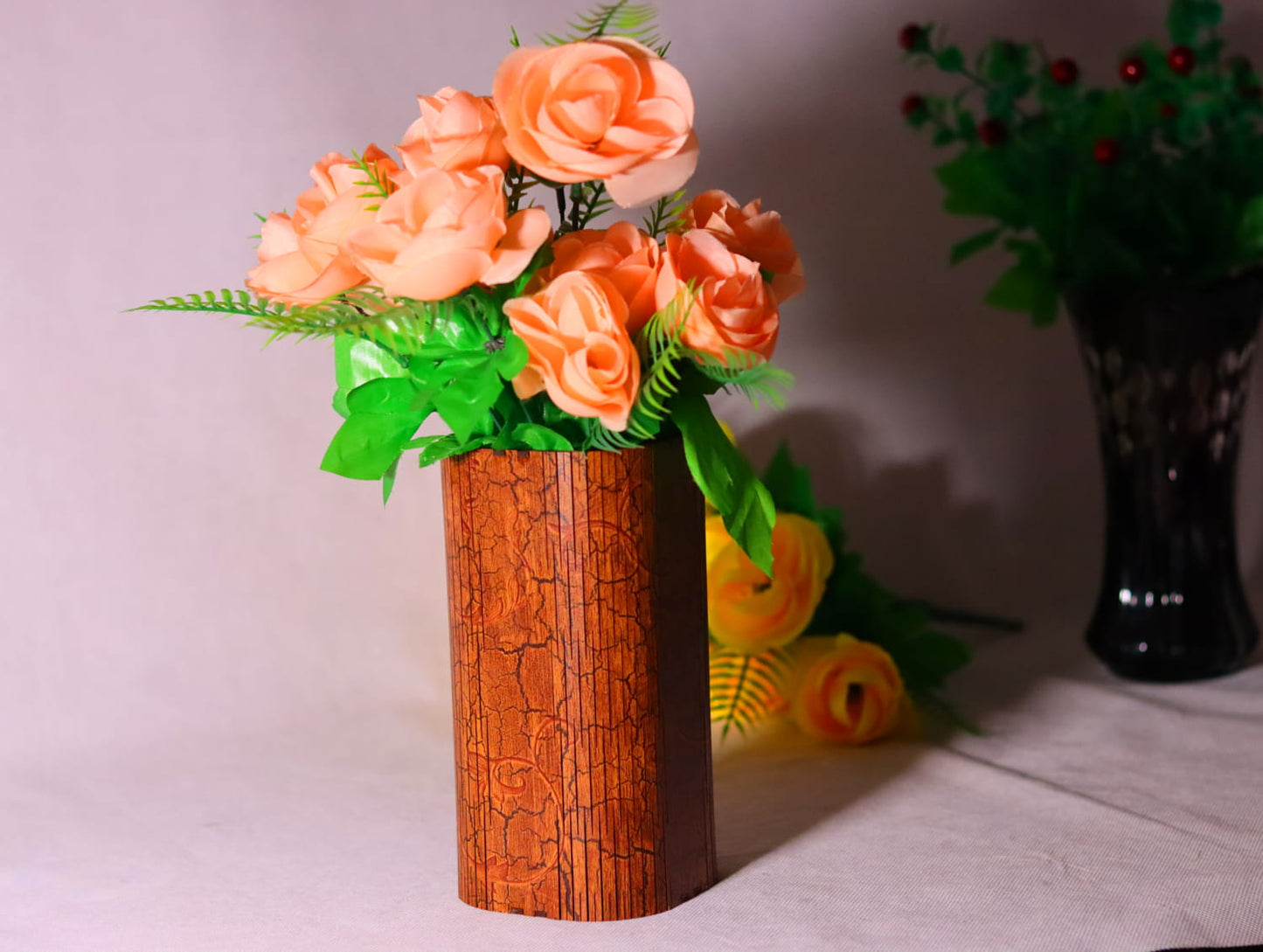 Laser Cut Wooden Flower Vase Vector