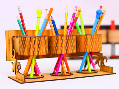 Laser Cut Desk Pen Pencil Holder Vector