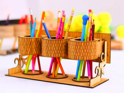 Laser Cut Desk Pen Pencil Holder Vector