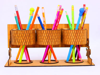 Laser Cut Desk Pen Pencil Holder Vector