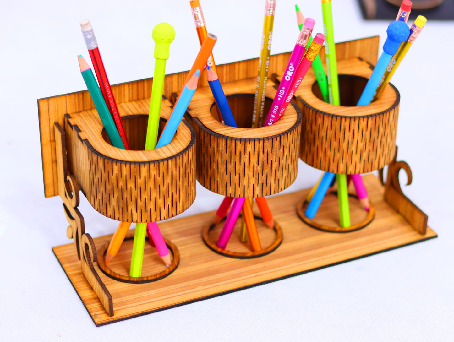 Laser Cut Desk Pen Pencil Holder Vector