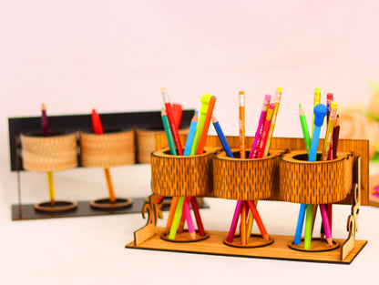 Laser Cut Desk Pen Pencil Holder Vector