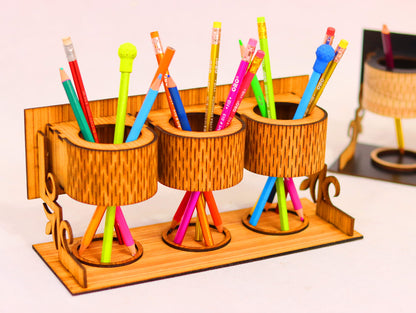 Laser Cut Desk Pen Pencil Holder Vector